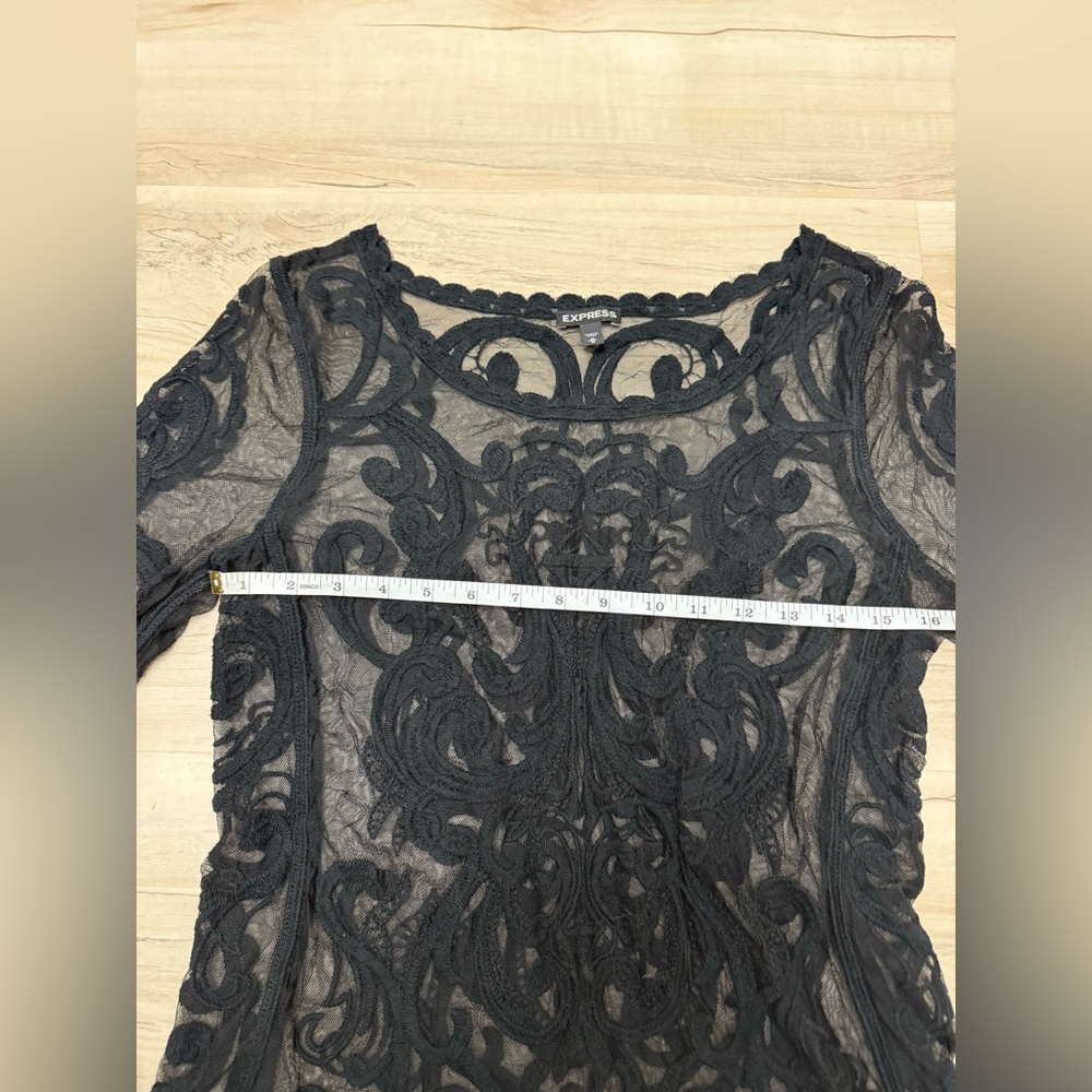 Express Black Sheer Lace Blouse - Picture 10 of 10
